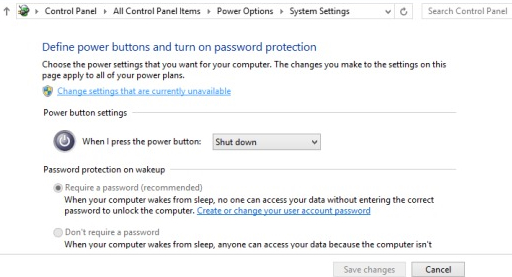 Change the settings that are currently unavailable